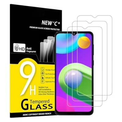 Abbildung von NEW&#039;C 3 Stück, Panzer Schutz Glas für Samsung Galaxy M02, Frei von Kratzern, 9H Härte, HD Displayschutzfolie, 0.33mm Ultra klar, Ultrabeständig