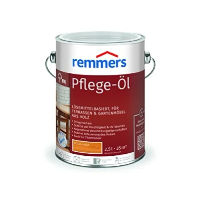 Abbildung von Remmers Pflege Öl douglasie, 2,5 Liter, Holzöl für Holz innen und außen, wasserabweisend, wetterfest, Gartenmöbel Holzterrassen geeignet