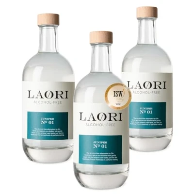 Abbildung von Laori Juniper No 1 Alkoholfreie Alternative zu Gin Natürliche Botanicals Frei von künstlichen Aromen Vegan &amp; Zuckerfrei typischer Geschmack Mild würzige Frische 3x500 ml Set