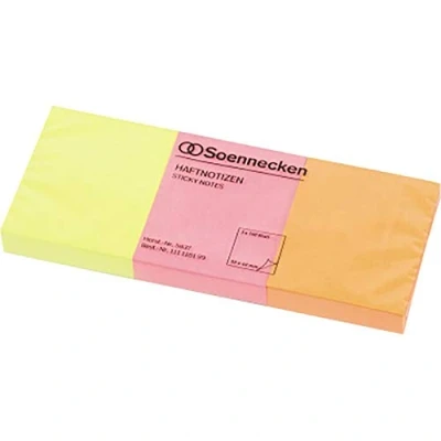 Abbildung von Soennecken Haftnotiz 5837 50x40mm neonfarben 3x100 Blatt 3 Stück