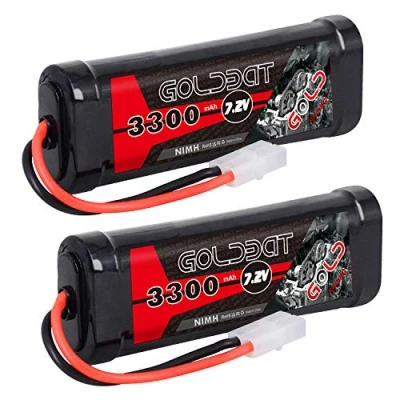 Abbildung von GOLDBAT RC Akku NiMH Pack 3300 mAh 7,2V Batterie Ersatzakku mit Tami YA Stecker für Autos Boot Buggy Modellbau Toy Spielzeug (2 Pack)