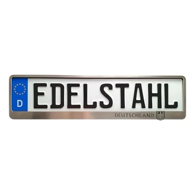 Abbildung von Kennzeichenhalter mit Aufschrift Deutschland Auto Nummernschildhalter Rahmen Edelstahl Poliert Nummernschild Kennzeichenhalterung Kennzeichen (1x Poliert)