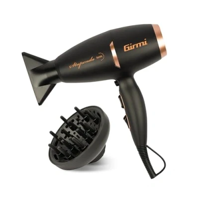 Abbildung von Girmi PH91 Professioneller bürstenloser Haartrockner, 2200 W, 2 Geschwindigkeiten, 3 Temperaturen, Ionic Funktion, inklusive Diffusor und Konzentratoren, handlich