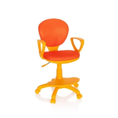 Abbildung von hjh OFFICE 671008 Kinderdrehstuhl Kid Colour Stoff Orange Schreibtischstuhl Kinder, Fußablage &amp; Sitzfläche höhenverstellbar