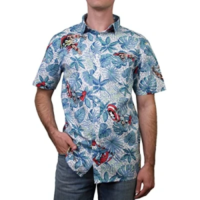 Abbildung von Marvel Herren Shirt Hemd mit Button Down Kragen, Weiß Retro Paradise, Mittel