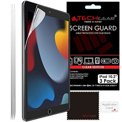Abbildung von TECHGEAR 3 Stück Schutzfolie für iPad 10.2 2021/2020 / 2019, Ultra Klare Kompatibel mit 9. 8. 7. Generation 10,2 zoll 2019 Neuste Modell