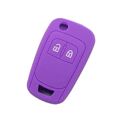 Abbildung von BROVACS Schlüssel Hülle Kompatibel mit OPEL Vauxhall 2 Tasten Flip Fernbedienung Silikon Schutzhülle Schlüsselhülle Cover in Violett (CV9624PU)