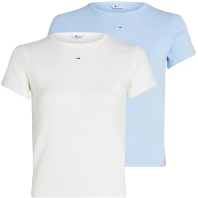 Abbildung von Tommy Jeans Essential 2 PACK Tshirt basic, Damen, Größe: 38, Ecru/sweet blue