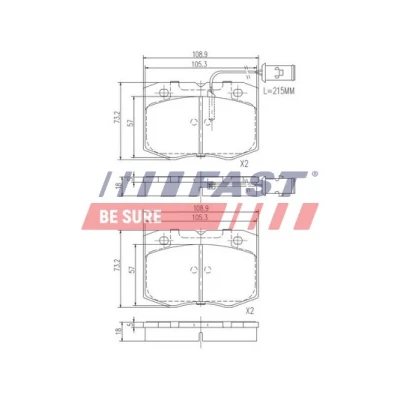 Abbildung von FAST FT29079 Bremsbelagsatz Vorderachse mit integriertem Verschleißsensor IVECO: DAILY 2 Pritsche/Fahrgestell, Kasten/Kombi
