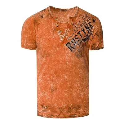 Abbildung von Rusty Neal IM USED LOOK MIT Vneck Tshirt print, Herren, Größe: XL, Orange
