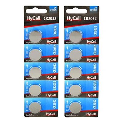 Abbildung von HyCell Lithium Knopfzellen CR2032 3V 10er Vorratspackung / Knopfbatterien Typ CR 2032 mit 3 Volt in erstklassiger Qualität für den Einsatz Garagentüröffner, Waage, Uhr, Digitalkamera
