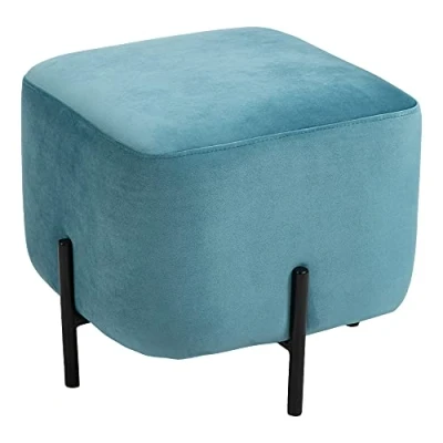 Abbildung von HOMCOM Fußhocker (Set, 1 St., Samthocker), Fußstütze für Wohnzimmer gepolstert Polyester Stahl Türkis