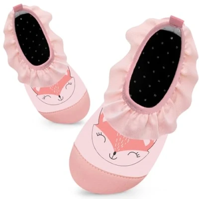 Abbildung von Badeschuhe Kinder Schwimmschuhe Wasserschuhe Schnell Trocknend Strandschuhe Aquaschuhe für Mädchen Baby Beach Pool(Füchse Rosa,30/31 EU)