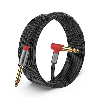 Abbildung von ANYPLUS AUX Kabel, 3ft Instrument Kabel Amp 1/4 Zoll zu Audio Fischdraht geflochtene TRS für E Gitarre Bass, Tastatur, Mixer, Verstärker, Equalizer, Lautsprecher
