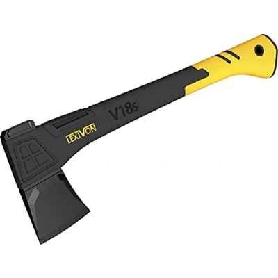 Abbildung von LEXIVON Spaltaxt 46cm zum Spalten Kleiner bis mittelgroßer Stämmen aus Stahl der Grade A, verstärktem Griff Fiberglas, stoßdämpfendem, rutschfestem, die überformt, inklusive Klingen Schutz