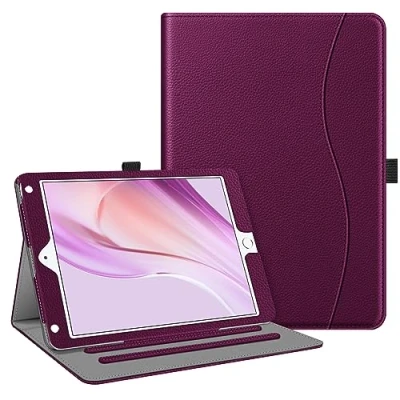 Abbildung von Fintie Hülle für iPad 9.7 Zoll 2018 2017 / Air 2 [Eckenschutz] Multi Winkel Betrachtung Folio Stand Schutzhülle Case mit Dokumentschlitze, Auto Sleep/Wake, Lila