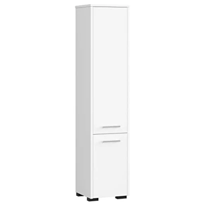 Abbildung von AKORD Badezimmer Hochschrank schränke kommode FIN 2D, 2 Türen (je Oben und unten) B30 x H140 T30 cm Gewicht 25 kg auch als Hängeschrank für Wandmontage geeignet