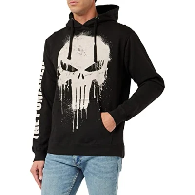 Abbildung von Marvel Herren Punisher Skull Kapuzenpullover, Grey Heather, XL