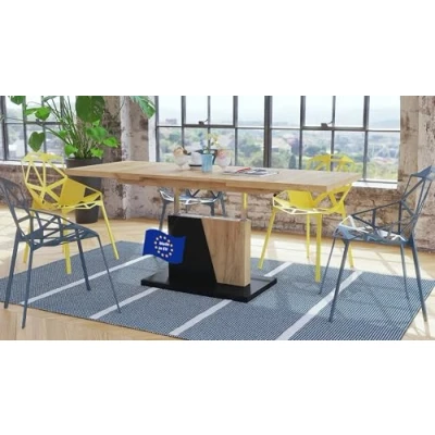 Abbildung von Mazzoni Design Couchtisch Tisch Grand Noir stufenlos höhenverstellbar ausziehbar 120 bis 180cm Esstisch (Eiche Gold Craft/Schwarz matt)