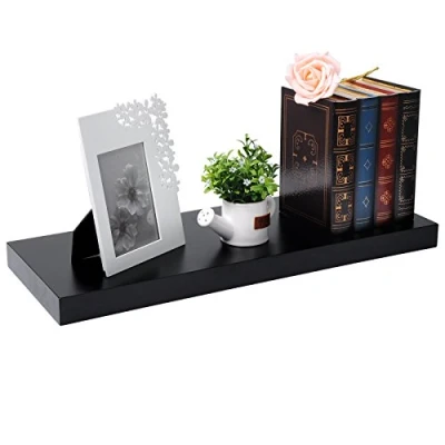 Abbildung von EUGAD Wandregal Schweberegal Wandboard Bücherregal Hängeregal Hochglanzoberfläche DVD CD Regal Holzbrett für Schlafzimmer Wohnzimmer Küche und Flur Schwarz breit 60cm 0050QJ