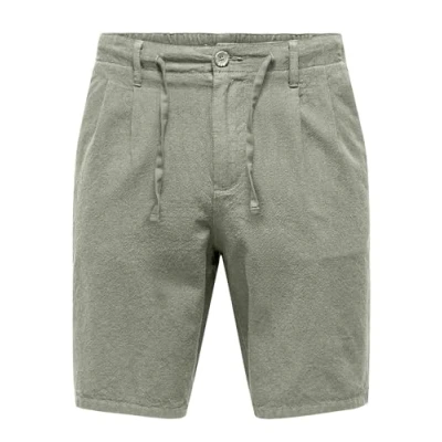 Abbildung von ONLY &amp; SONS Herren Leinen Shorts ONSLargo Kurze Hose Sommer Bermuda 22026610 Seagrass L