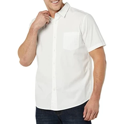 Abbildung von Amazon Essentials Herren Kurzärmeliges Hemd aus Popeline, Schmale Passform, Weiß, XXL