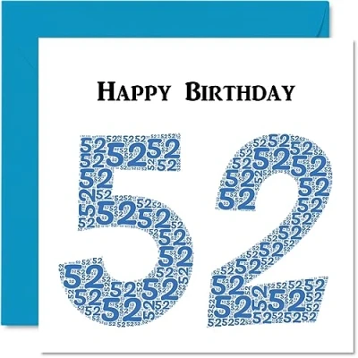 Abbildung von lustige Geburtstagskarte zum 52. Geburtstag für Männer Shapecloud Happy Birthday Karte Vater, Mutter, Großvater, Nanny, Oma, Onkel, Tante, Cousin, Freund, 145 mm x Grußkarten,