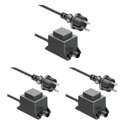 Abbildung von ledscom.de 3 Stück 20W LED Trafo Netzteil/Transformator für Stecksystem NEMO, Stecker, 12V AC, schwarz, IP65