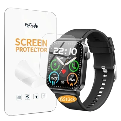 Abbildung von Frgnie Schutzfolie Kompatibel für Donerton T50S Smartwatch 1,85&quot; (6 Stück) HD Flexibel TPU Folie uaue, VKROVAG Fitness Tracker Displayschutzfolie