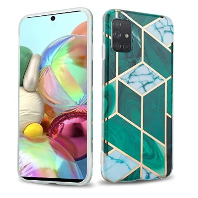 Abbildung von Cadorabo Hülle kompatibel mit Samsung Galaxy A71 5G Schutzhülle TPU Silikon Case Marmor Design Slim Kratzfest Weiche Gummi Rundumschutz für in Grün