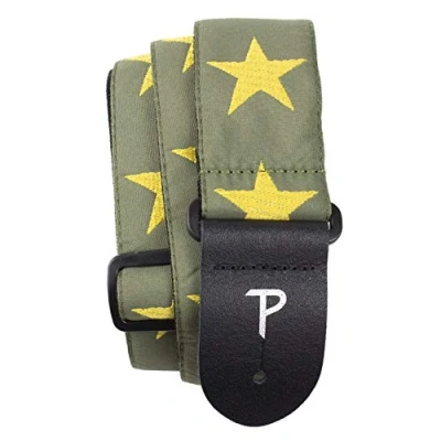 Abbildung von Perri&#039;s Leathers Ltd. Gitarrengurt Nylon Jacquard Sterne Gelb/Grün Einstellbar Für Akustik /Bass /Elektrogitarren Hergestellt in Kanada (TWS 7070)