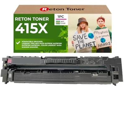 Abbildung von [Mit Original Chip wiederverwendet] Reton Toner kompatibel für 415A 415X Color Laserjet Pro MFP M479fdw M479dw M479fdn M479fnw M454dw W2033X Magenta Keine UPDATEPROBLEME