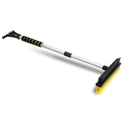 Abbildung von ToM PaR Eiskratzer Bürste und Rakel 3 in 1 Teleskopgriff Schöner warmer griff Zum Entfernen von Wasser, Dampf, Eis Schnee Flexible Borsten Autoscheiben Spiegel 60 90cm Gelb