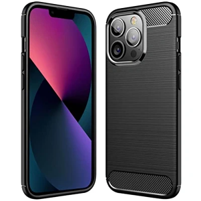 Abbildung von Verco Schutzhülle für Apple iPhone 13 Pro Max, robuste weiche Handyhülle Max Hülle Silikon Case Schwarz