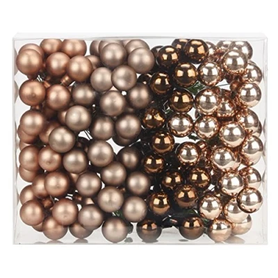 Abbildung von Magic 144 Spiegelbeeren Kugeln am Draht 2,5cm Weihnachtskugeln Baumkugeln Baumschmuck Weihnachtsdeko Glaskugeln Set Christbaumschmuck 25mm Elegant Lounge (Schokolade braun)