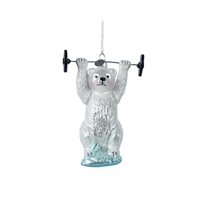 Abbildung von Kaemingk Christbaumschmuck Glas Eisbär 13cm Nordpol Polarbär Weihnachtskugeln Weiß Eisblau