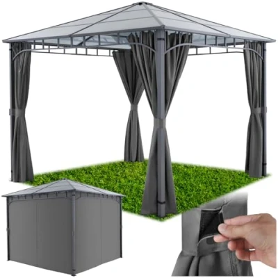 Abbildung von tectake Pavillon Gartenpavillon, mit 4 Seitenteilen, (300 x 300 cm, Komplettset Gartenpavillon abnehmbaren Seitenteilen), wetterfest