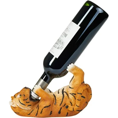 Abbildung von BRUBAKER Weinflaschenhalter durstiger Tiger Flaschenhalter Trinkende Tiere Flaschenständer lustig Safari Dschungel Deko Figur Handbemalt Bar Weinzubehör Witzige Dekoration Wein Geschenk