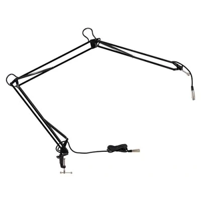 Abbildung von Pronomic Mikrofonarm mit Tischklemme, schwarz (Robuste Ausführung, Armlänge komplett ausgestreckt: 1,50 m, Mikrofonanschluß 5/8&quot;, inkl. stabiler 4,70 m Kabel XLR Steckern)