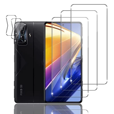 Abbildung von Ljietr 3+3 Stück Schutzfolie für Xiaomi Poco F4 GT Panzer Schutz Glas, 3 Panzerfolie und Kamera Schutzglas, HD Displayschutzfolie, 9H Härte