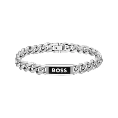 Abbildung von BOSS Kassy Emblem Armband silvercoloured, Herren, Größe: 19, Silver coloured
