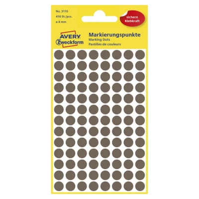 Abbildung von AVERY Zweckform 3110 Selbstklebende Markierungspunkte, Taupe (Ø 8 mm; 416 Klebepunkte auf 4 Bogen; Runde Aufkleber für Kalender, Planer und zum Basteln) Papier, matt