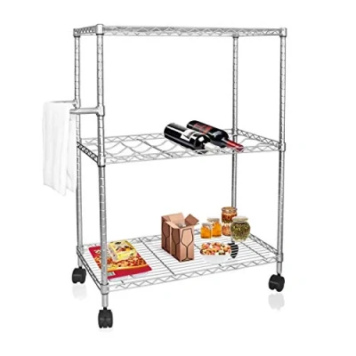 Abbildung von Floordirekt Küchenwagen Vigo mit Lenkrollen und 3 Etagen Servierwagen Rollwagen Allzweckwagen 75 x 35 93 cm Rollregal für Küche, Bad Büro