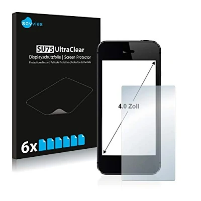 Abbildung von Savvies 6x Schutzfolie 4&quot; für Smartphones und Handys mit 4,0 Zoll (10.2 cm) [89 x 50.2 mm, 16:9] Displayschutz Folie Ultra Transparent