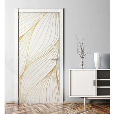 Abbildung von MyMaxxi Tür bekleben mit Türtapete Selbstklebend 90x200 Gold hängende Blätter verschönern Türfolie Türaufkleber XXL Aufkleber Folie Türposter Türklebefolie Blüte Pflanze