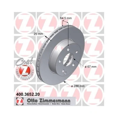 Abbildung von ZIMMERMANN COAT Z 400.3652.20 Bremsscheibe 288 25 6/5 5 112 innenbelüftet beschichtet hochgekohlt MERCEDES BENZ: C Klasse T modell, Limousine