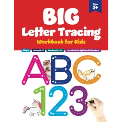 Abbildung von BIG Letter Tracing Workbook for Kids Ages 2+: All Basic Shapes, Letters (A Z, a z) and Numbers (0 20) Preschoolers Toddlers Learning Activities.