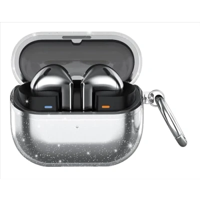 Abbildung von GIOPUEY Clear Hülle Kompatibel mit Samsung Galaxy Buds 3/3 Pro, TPU Stoßfeste Schutzhülle, Ultradünn, Kein Geruch, Silikon Transparent Glitter