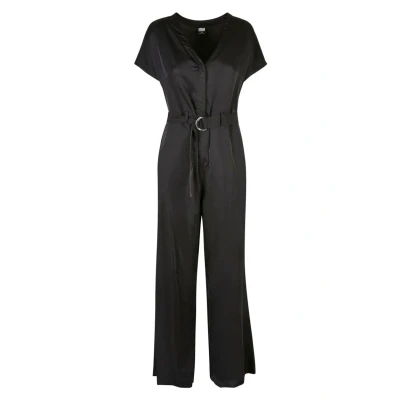 Abbildung von Urban Classics Damen Ladies Satin Wide Leg Belt Jumpsuit Black, 5XL