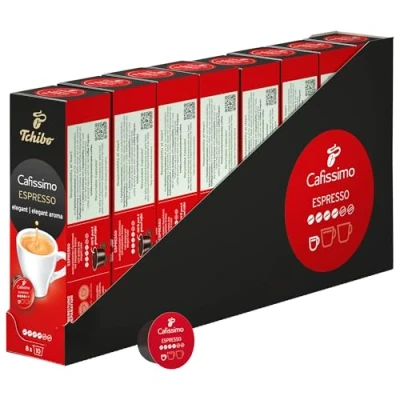 Abbildung von Tchibo Cafissimo Vorratsbox Espresso elegant Kaffeekapseln, 80 Stück 8x 10 Kapseln (Espresso, ausdrucksstark mit vollem Aroma), nachhaltig &amp; fair gehandelt